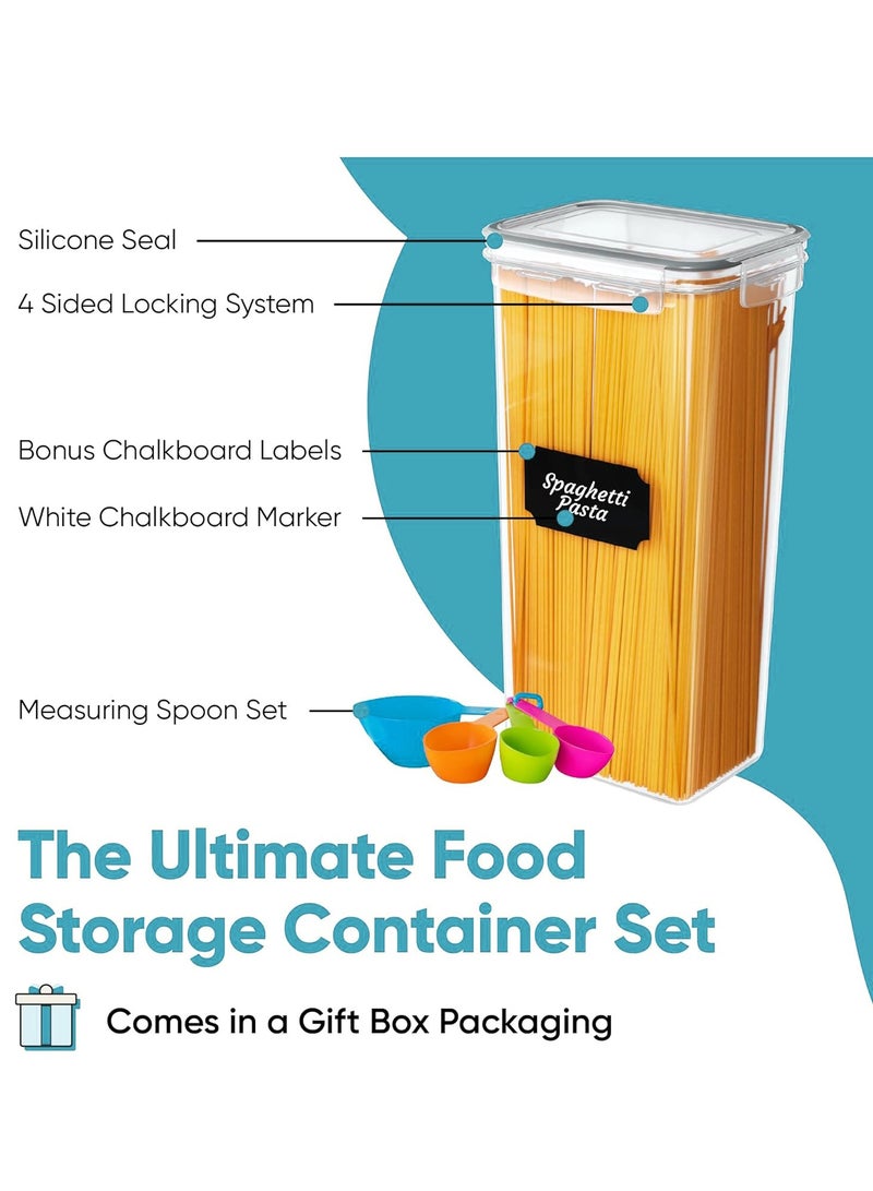 كينجمازي حاويات تخزين طعام محكمة الغلق مع أغطية، 15 قطعة من عبوات التخزين البلاستيكية لتنظيم المطبخ والمخزن، حاويات طعام جافة للدقيق والسكر والحبوب - Image 5