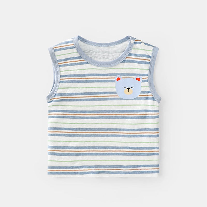 [10A Antibacterial] New Children'S Sleeveless T-Shirt Summer Boys Cotton Printed Vest Girls Baby Coat T - Image 1