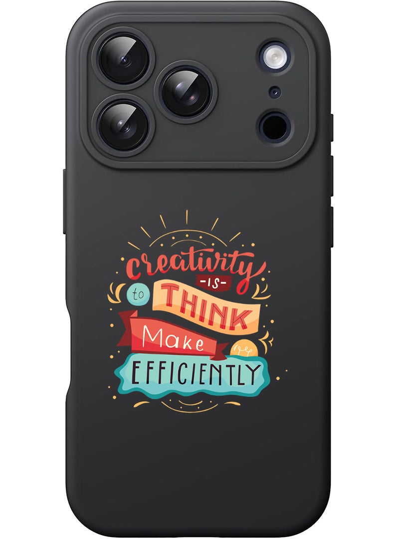 Theodor Protective Slim Fit Case Liquid Silicone Cover with Full Body Protection Anti-Scratch Shockproof Case For Apple iPhone 17 Pro (Black) creativity is to think - Image 1