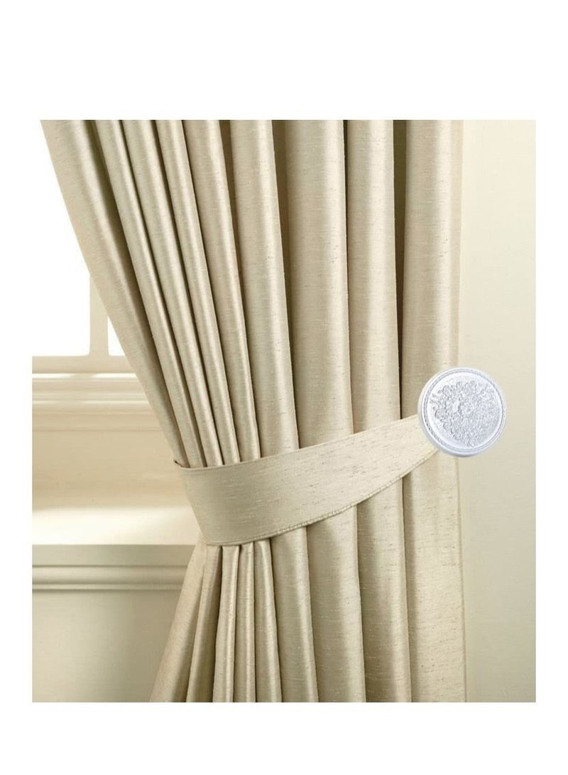 IDT 1 Pair Curtain Holdbacks Window Tie Backs Holders for Bedroom Wall Office Decor Home Sheer Blackout Drapes Blind Curtains Decorations Accessories Buckle Hooks Silver Colour - Image 1