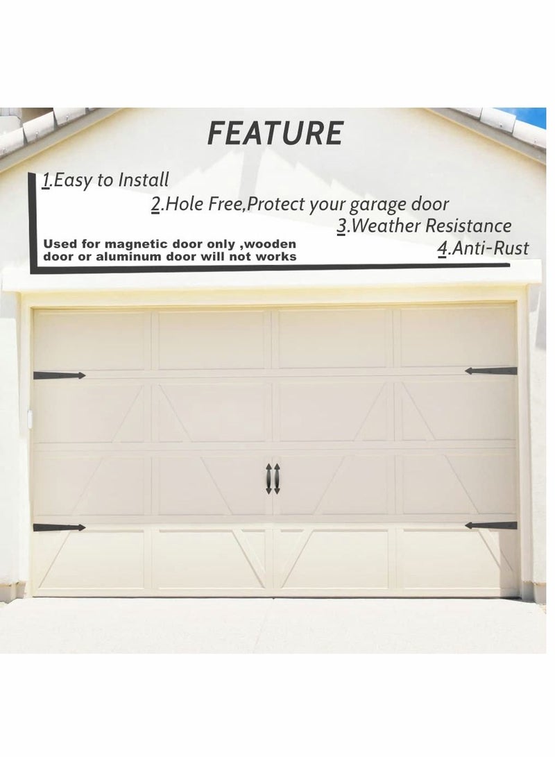 Y&D Garage Door Magnetic Decorative Hardware Kit, 8 Hinges 4 Handles Carriage Accents for 2 Car Garage, Strong Magnets, Color Black  - Image 4