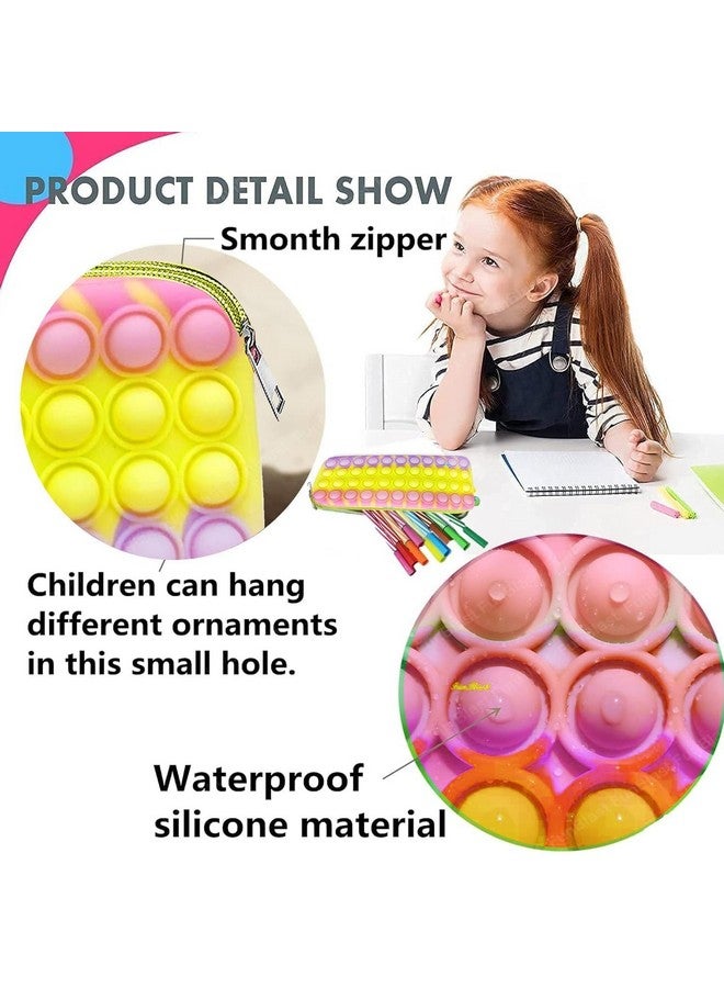 FunBlast FunBlast Pop It Pouches For Girls, Pencil Case Pop It Toy, Pop It Stationery Kit - Pop Bubble Stationery Storage Bag/ Birthday Return Gifts For Kids (Pack Of 1;Multicolor, Silicone)  - Image 4