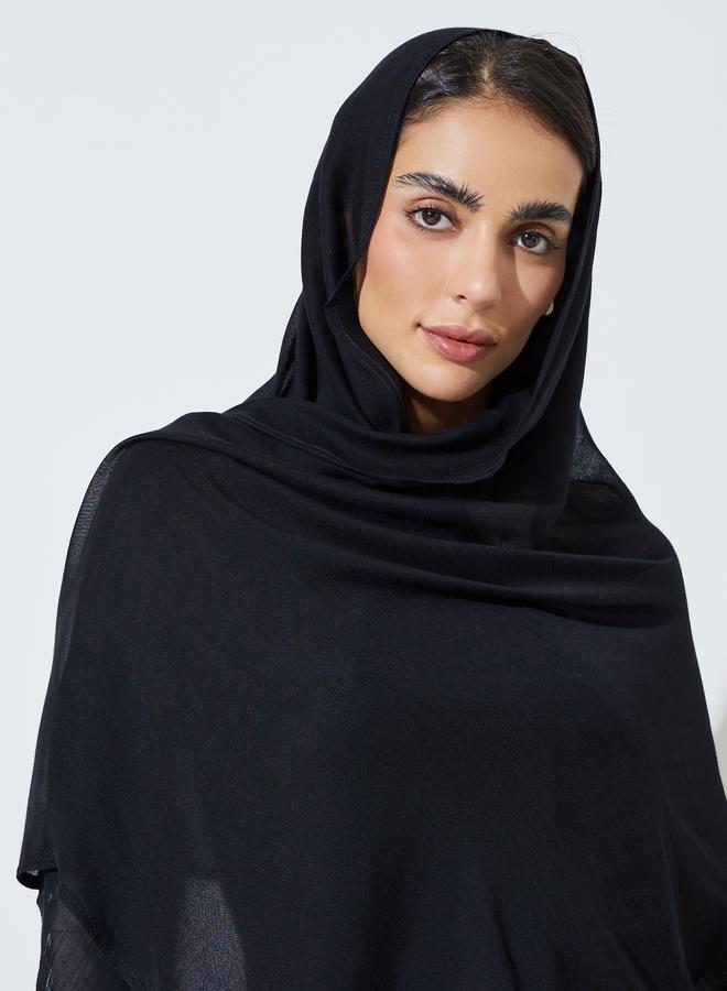 طرحة سادة بمظهر قطني - أسود