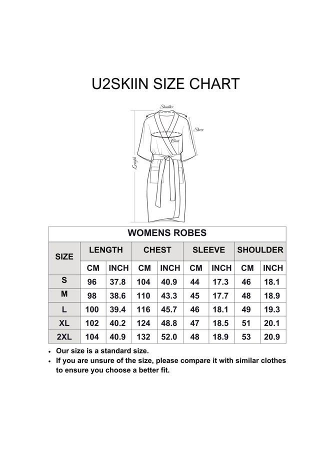 U2SKIIN Womens Robes, Lightweight Blend Cotton Robes 3/4 Sleeves Knit Soft Loungewear, Dark Grey Mel-cotton, L - Image 5
