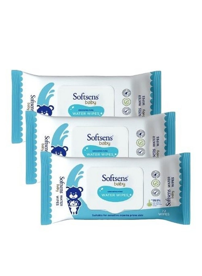 Softsens Baby 99.9% Pure Water Wipes | Pure Aloe Vera Extract With Lid Wipes For Babies (Pack Of 3) - Image 1
