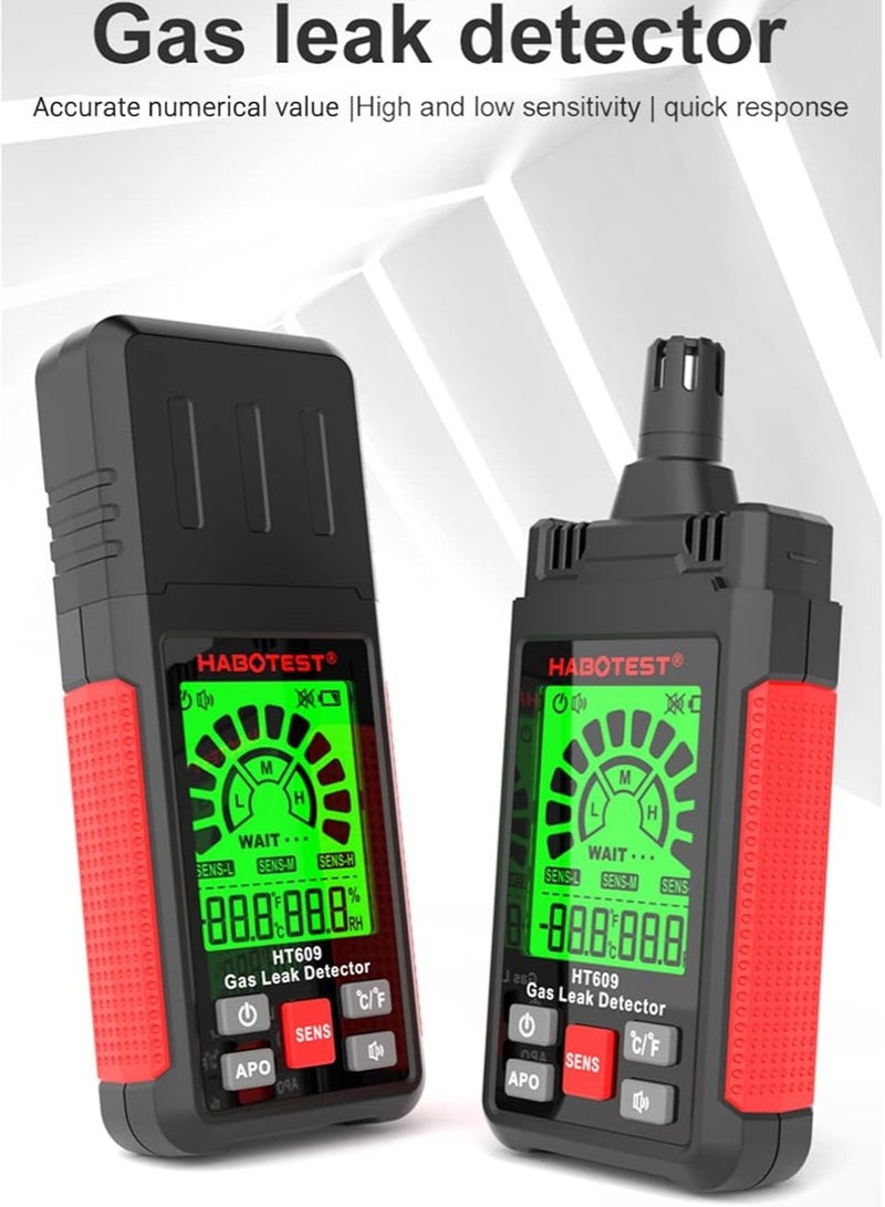 HABOTEST HT609 Combustible Gas Detector, Portable Gas Leak Detector With Lcd Display,  Methane Natural Gas Hydrogen Detector With Audible And Visual Alarm Ambient Temperature And Humidity - Image 2