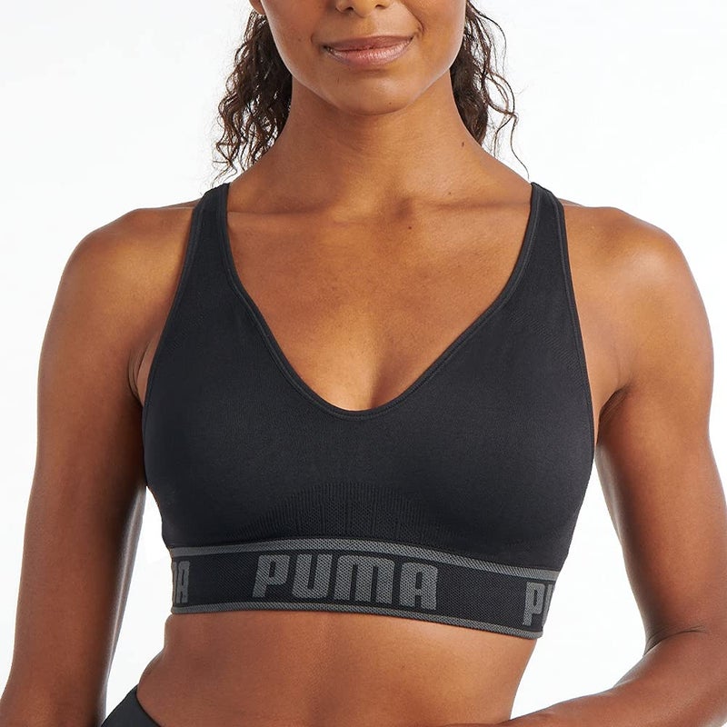 PUMA صدرية رياضية بدون seams للنساء من بومه، أسود/رمادي، كبير US - Image 4