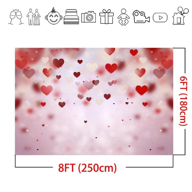 Mocsicka 8x6ft Valentines Day Backdrop-Red Heart Decoration Backdrops, Galentine's Day Photography Photo Props Backdrops Props - Image 5