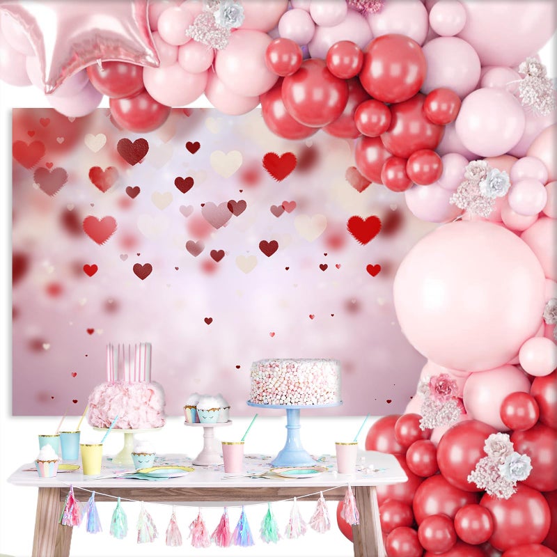 Mocsicka 8x6ft Valentines Day Backdrop-Red Heart Decoration Backdrops, Galentine's Day Photography Photo Props Backdrops Props - Image 4