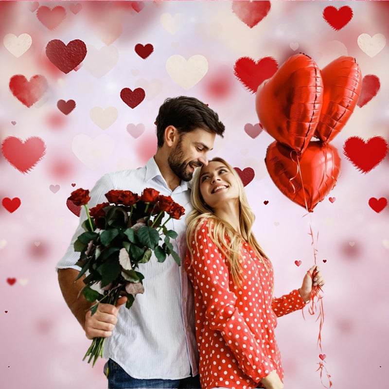 Mocsicka 8x6ft Valentines Day Backdrop-Red Heart Decoration Backdrops, Galentine's Day Photography Photo Props Backdrops Props - Image 2