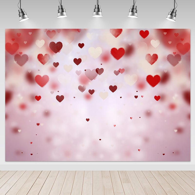 Mocsicka 8x6ft Valentines Day Backdrop-Red Heart Decoration Backdrops, Galentine's Day Photography Photo Props Backdrops Props - Image 1