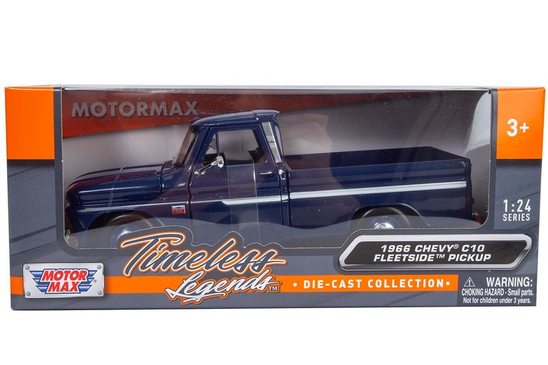 Chevrolet 1966 Chevy C10 Fleetside Pickup Truck, Dark Blue - Motormax 73355 - 1/24 Scale Diecast Model Toy Car, unisex-children - Image 4