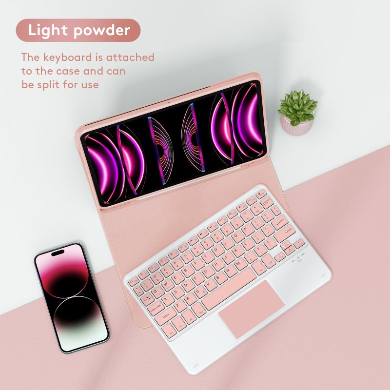 Wireless BT Keyboard USB Keypad with PU Leather Protecting Case for Tablet Compatible with iPad Air 4 10.9in/iPad Air5 10.9in/iPad Pro 11in(2018)/iPad 11in(2020)/iPad 11in(2021)/iPad 11in(2022) - Image 3