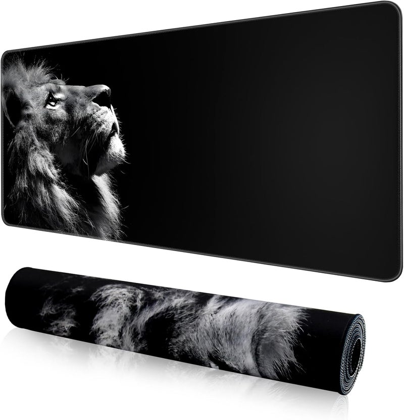 Large Gaming Mouse Pad, Extended Desk Mousepad with Stitched Edges, Non-Slip Rubber Base Mice Pad, Office Desk Mat, Keyboard Pad for Gamer, Office & Home (Lion, 800x300x3 mm) - Image 1