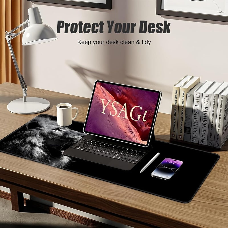 Large Gaming Mouse Pad, Extended Desk Mousepad with Stitched Edges, Non-Slip Rubber Base Mice Pad, Office Desk Mat, Keyboard Pad for Gamer, Office & Home (Lion, 800x300x3 mm) - Image 4