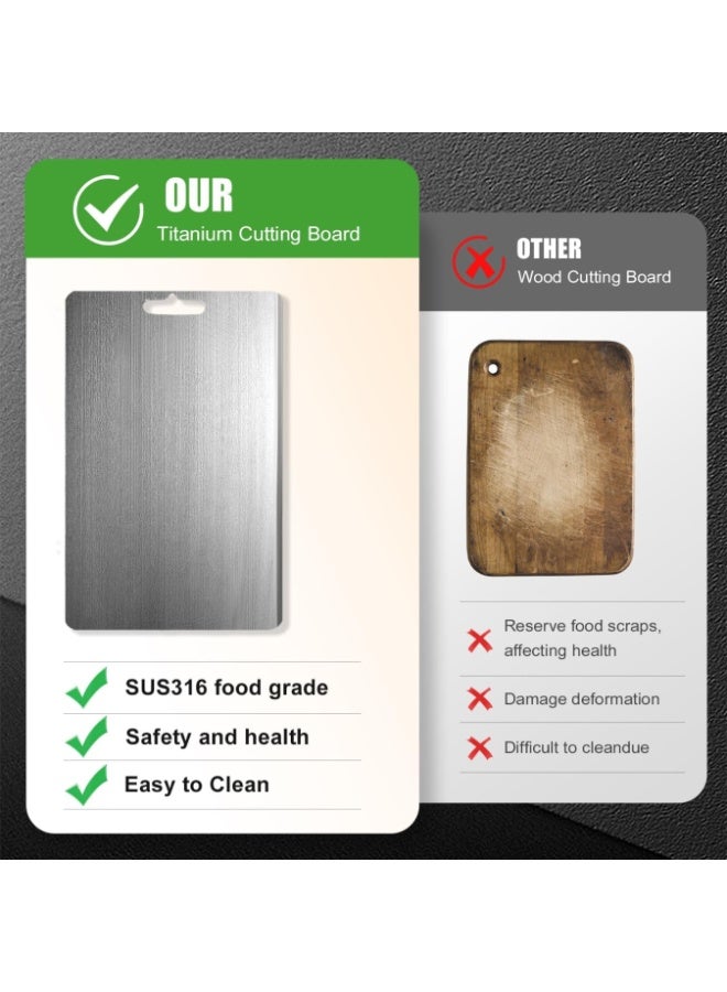 لوح تقطيع من التيتانيوم والفولاذ المقاوم للصدأ - لوح تقطيع فاخر مناسب للطعام للاستخدام في المطبخ - Image 3