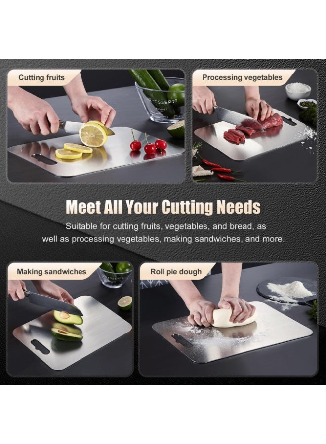 لوح تقطيع من التيتانيوم والفولاذ المقاوم للصدأ - لوح تقطيع فاخر مناسب للطعام للاستخدام في المطبخ - Image 4