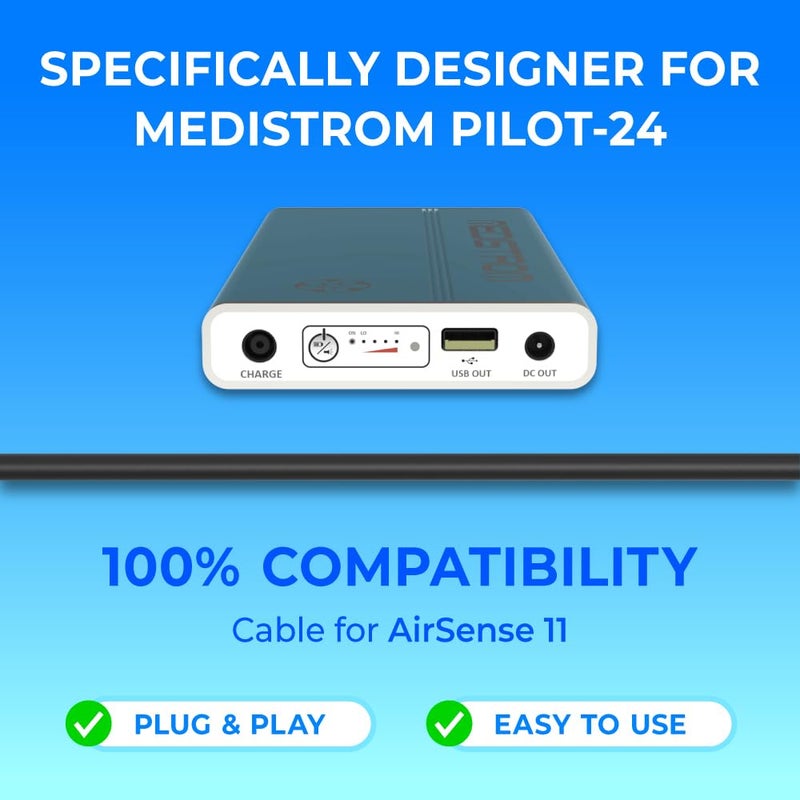 Medistrom Pilot-24 Lite Cable Kit Compatible with AirSense 11 CPAP Machine â€“ CPAP Power Cord, Replacement Cord for CPAP Machines, Adapter, CPAP Accessories - Image 2