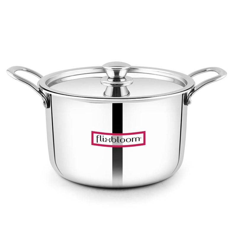 Flixbloom Select Stainless Steel 3 Litre Triply CookwareCasseroleBiryani Handi Pot with Lid for Storing Cooking Serving Induction Base Gas Ready Food Safe Durable Dishwasher Safe - Image 2