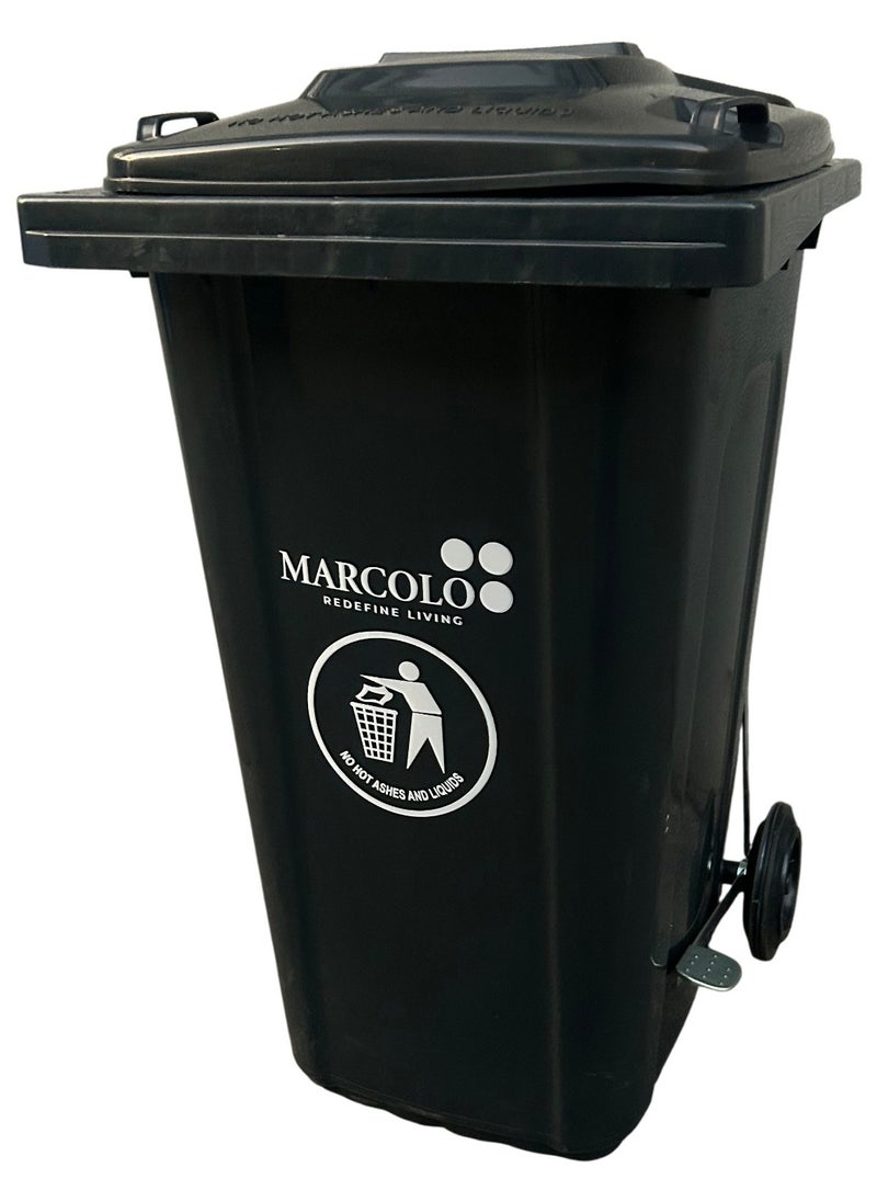 Marcolo 120 L Wheelie Bin with Pedal | Durable & Weather-Resistant Waste Bin with Wheels – Easy to Use for Home, Office & Outdoor (Black)  - Image 2
