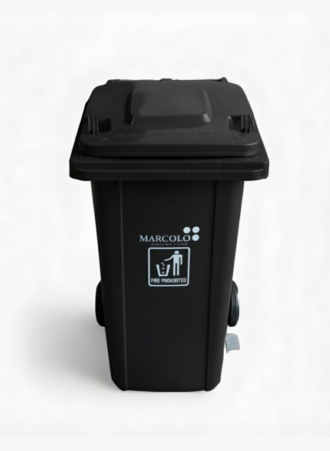 120 L Wheelie Bin with Pedal | Durable & Weather-Resistant Waste Bin with Wheels – Easy to Use for Home, Office & Outdoor (Black)