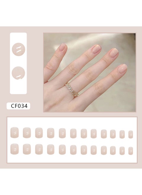 Nude Square Faux Nails 24pcs Set CF034 bare square nail [glue type]]