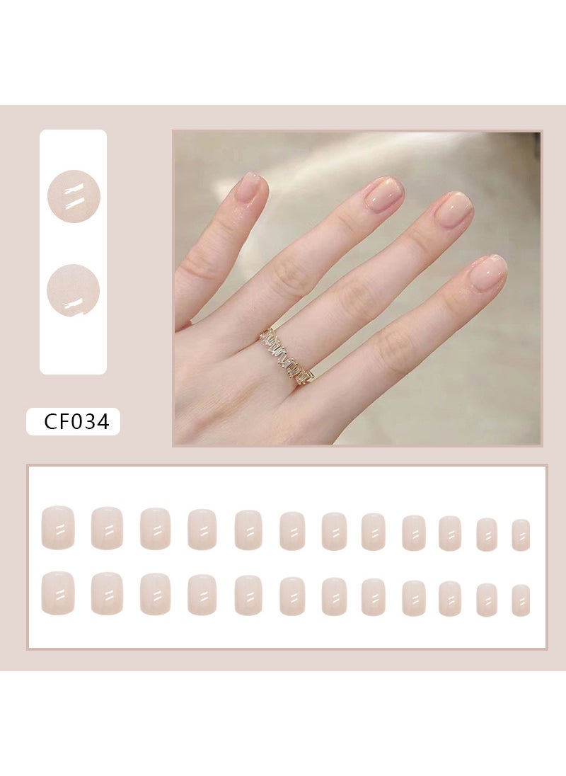 Generic - Nude Square Faux Nails 24pcs Set CF034 bare square nail [glue type]] - Image 1