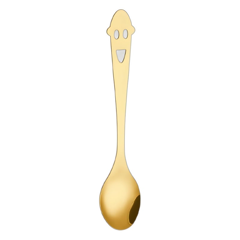 Gold 10 Piece Stainless Steel Flatware Set With Smiley Face Thin Soup And Coffee Spoons - Image 2