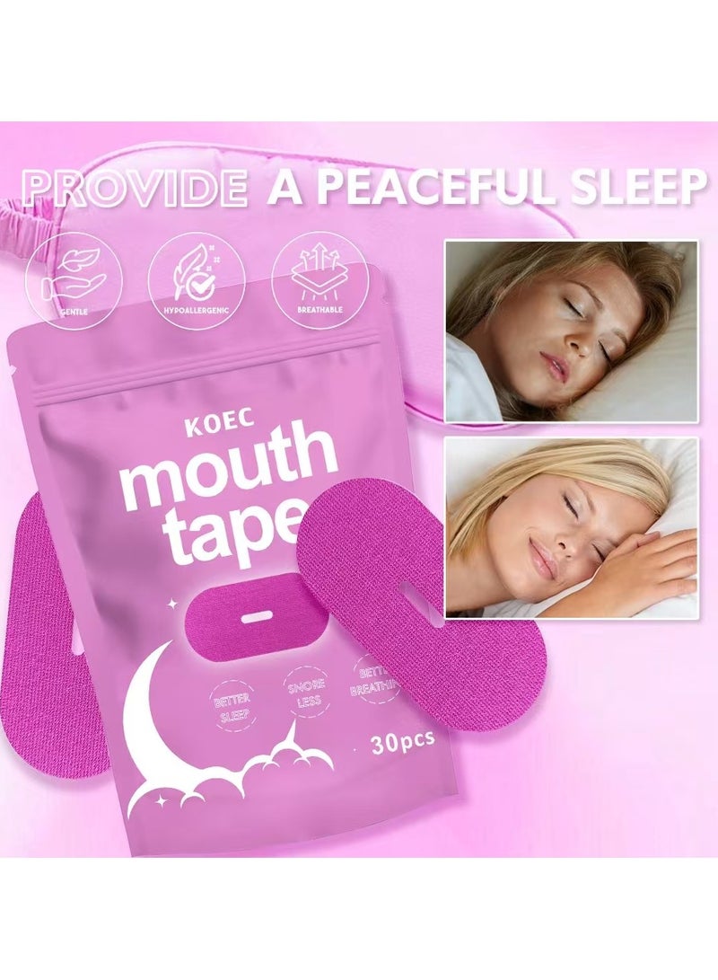 KOEC Mouth Tape for Sleeping - Anti Snoring Strips for Better Sleep - Comfortable & Hypoallergenic - Promote Nasal Breathing (pink, 30)  - Image 2