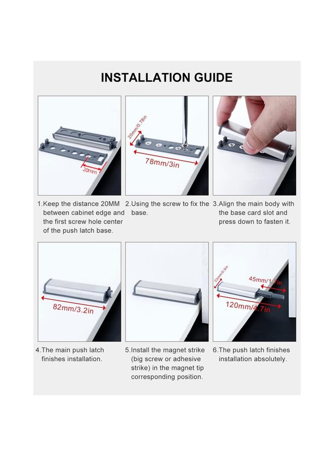 قطع، مزلاج دفع مغناطيسي للخزائن، أدوات خزانة قابلة للدفع، مزلاج لمس، باب المطبخ، مزلاج تحرير بالضغط لإغلاق الدرج، مزلاج دفع، مزلاج للضغط للخارج - Image 2