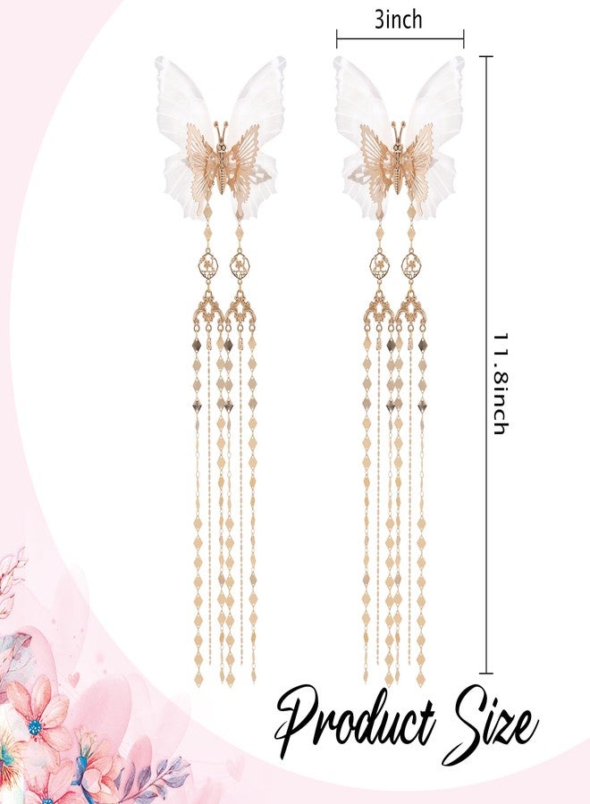FRESHME Renaissance Butterfly Hair Clips - 2 Pcs Gold Fairy Hair Clamps with Tassel Elf Hair Claw Clips Wedding Renfaire Cosplay Fantasy Prom Dress Up Hair Accessories for Women - Image 5