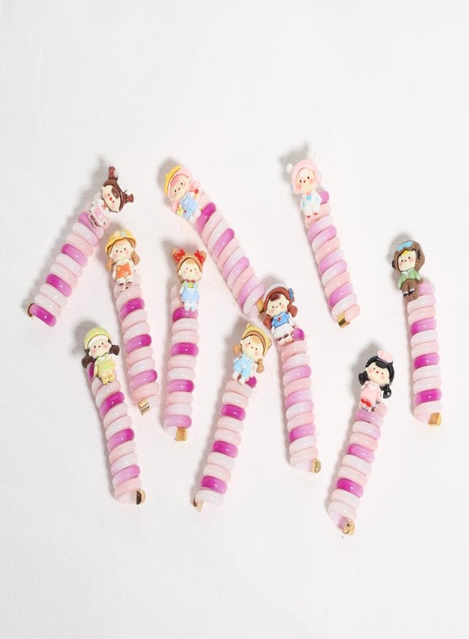 QUILBOOL Colorful Telephone Wire Hair Bands for Kids, Cute Cartoon Phone Cord Straight Spiral Hair Ties, Spiral Hair Ties For Girl Phone Cord, Waterproof High Elastic Rubber, Ponytail Holder Accessories - 2pc, Multi. - Image 3