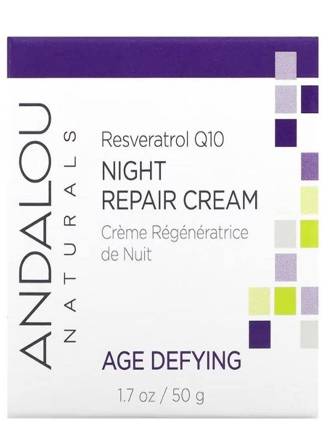 Andalou Naturals - Night Repair Cream Resveratrol Q10 1.7 oz 50 g - Image 1