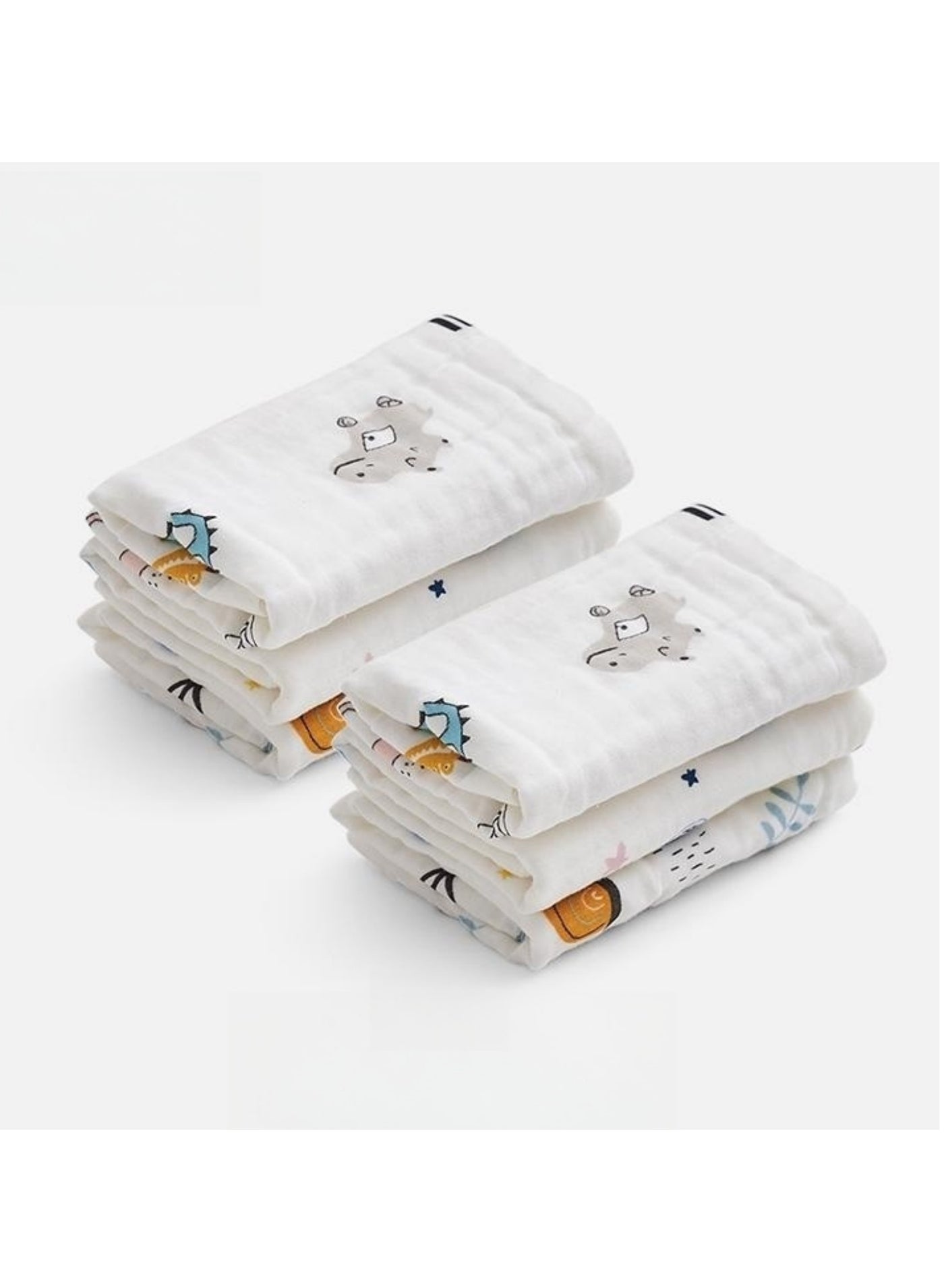 TEN-M JOURNEY 6 PCS Baby Muslin Washcloths, 100% Natural Cotton, 6-Layer Soft Muslin Squares, 30x30cm Baby Face Towels, Newborn Towels for Sensitive Skin, Soft and Absorbent for Infants and Toddlers