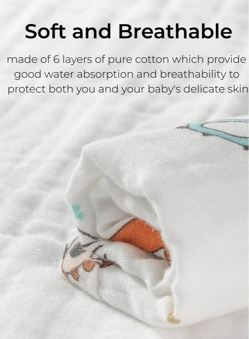 عشرة أشهر رحلة 6 قطع من مناشف الأطفال من الموسلين، 100% قطن طبيعي، 6 طبقات مربعة من الموسلين الناعم، مناشف وجه للأطفال مقاس 30 × 30 سم، مناشف حديثي الولادة للبشرة الحساسة - Image 2