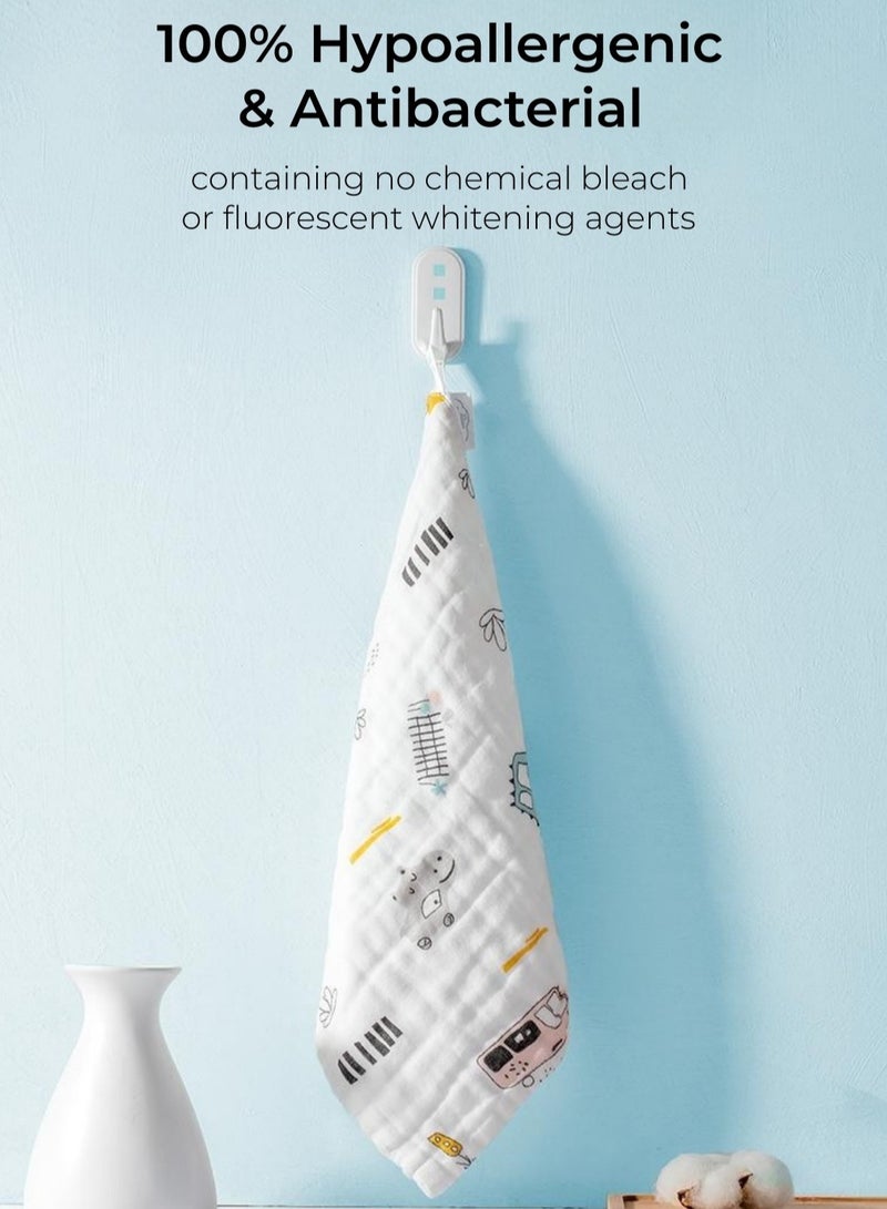 عشرة أشهر رحلة 6 قطع من مناشف الأطفال من الموسلين، 100% قطن طبيعي، 6 طبقات مربعة من الموسلين الناعم، مناشف وجه للأطفال مقاس 30 × 30 سم، مناشف حديثي الولادة للبشرة الحساسة - Image 4