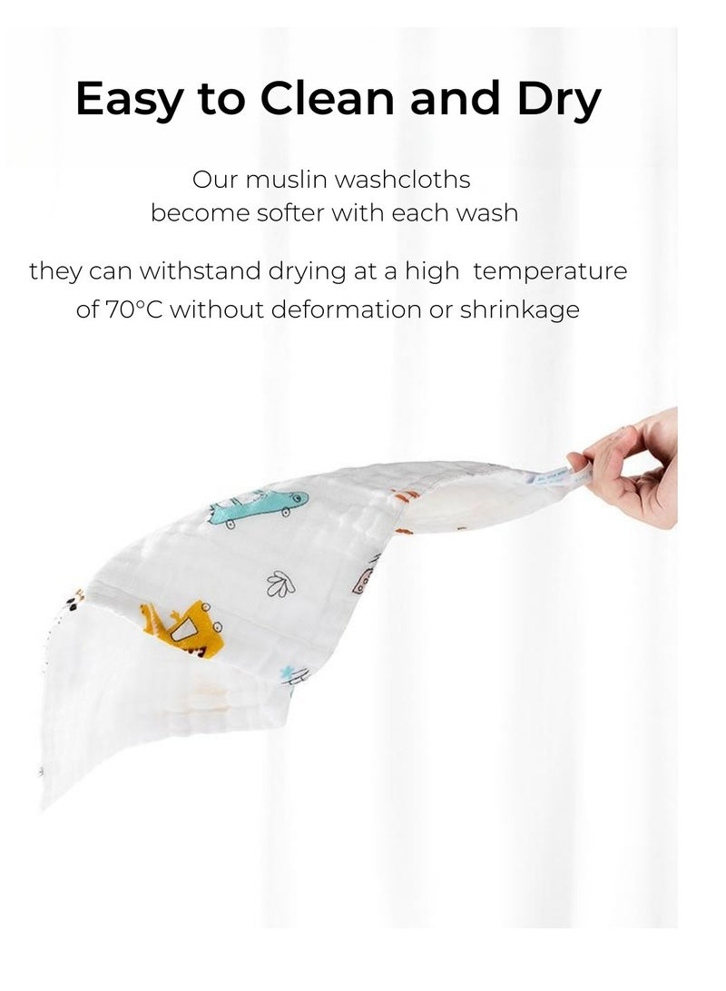 عشرة أشهر رحلة 6 قطع من مناشف الأطفال من الموسلين، 100% قطن طبيعي، 6 طبقات مربعة من الموسلين الناعم، مناشف وجه للأطفال مقاس 30 × 30 سم، مناشف حديثي الولادة للبشرة الحساسة - Image 3