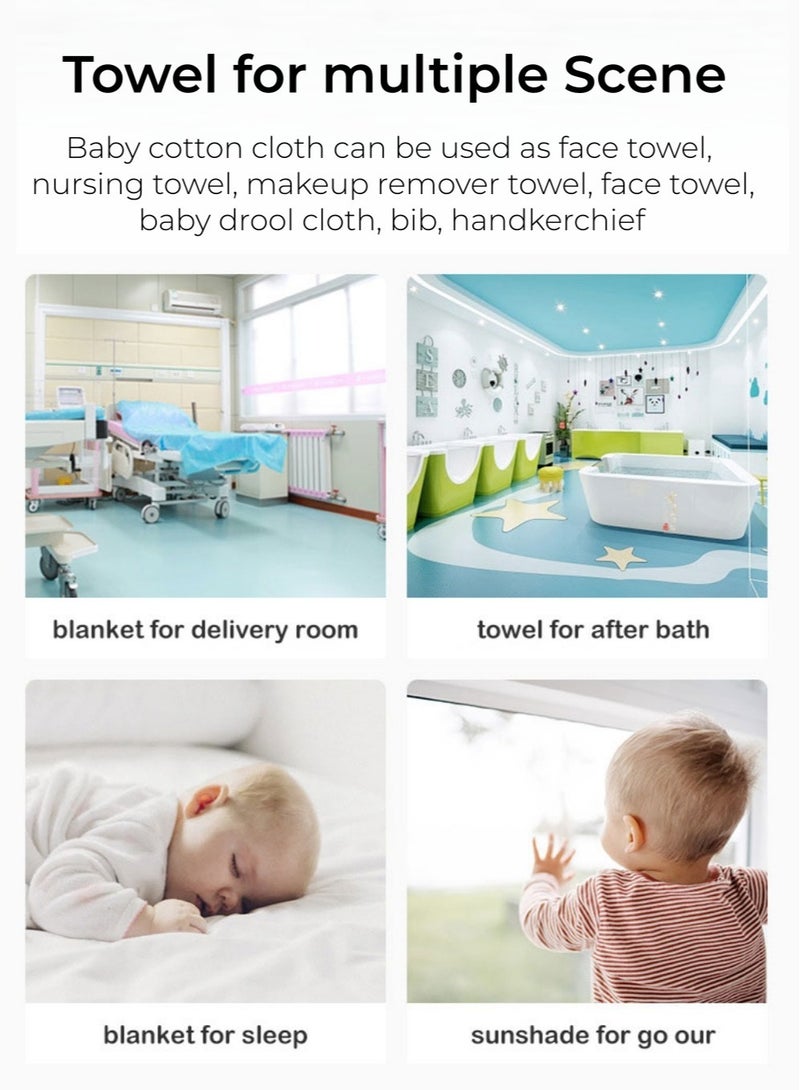 عشرة أشهر رحلة 6 قطع من مناشف الأطفال من الموسلين، 100% قطن طبيعي، 6 طبقات مربعة من الموسلين الناعم، مناشف وجه للأطفال مقاس 30 × 30 سم، مناشف حديثي الولادة للبشرة الحساسة - Image 5