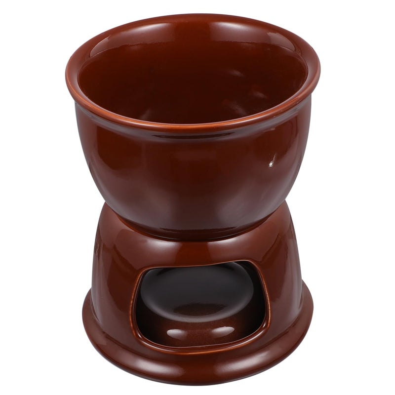 White Ceramic Chocolate Melting Pot Fondue Warmer Ideal For Kitchen Dining Outdoor Parties - Image 2