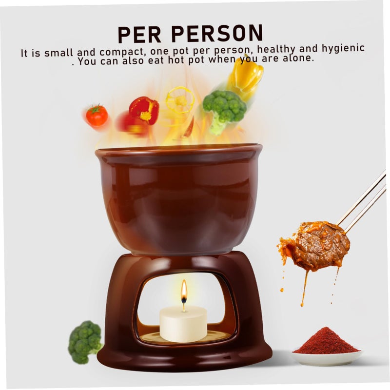 White Ceramic Chocolate Melting Pot Fondue Warmer Ideal For Kitchen Dining Outdoor Parties - Image 5