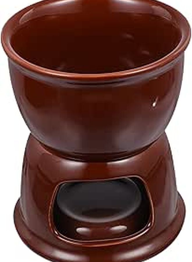 White Ceramic Chocolate Melting Pot Fondue Warmer Ideal For Kitchen Dining Outdoor Parties - Image 1
