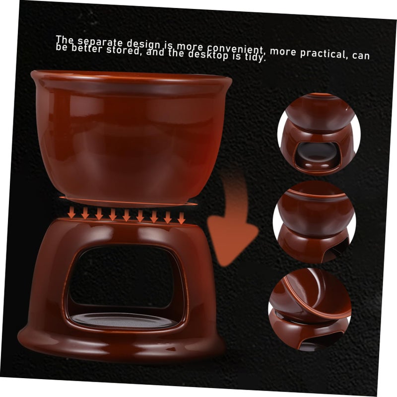 White Ceramic Chocolate Melting Pot Fondue Warmer Ideal For Kitchen Dining Outdoor Parties - Image 4