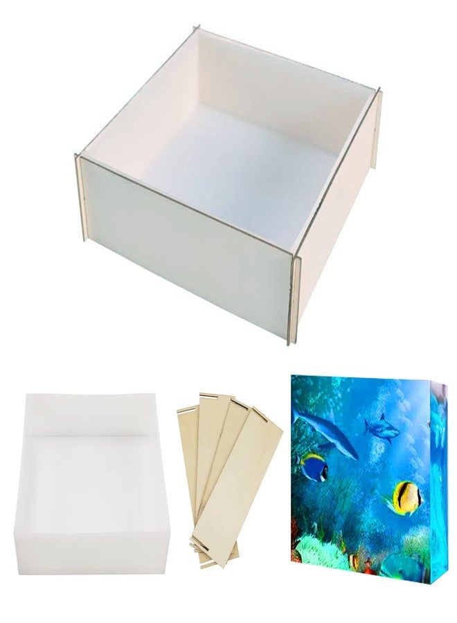 Yayatty Square Silicone Molds for Resin, 5.8 Inch Large Resin Molds, Epoxy Resin Molds with Wooden Support for Flowers Preservation, Resin Casting Molds for DIY Home Décor - Image 1