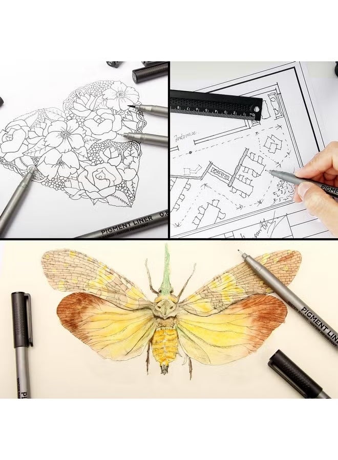 أس تي أيه أقلام تخطيط فاخرة للرسم والتصميم وتصميم القصص المصورة للطلاب، مجموعة من 9 قطع (أسود) - Image 5