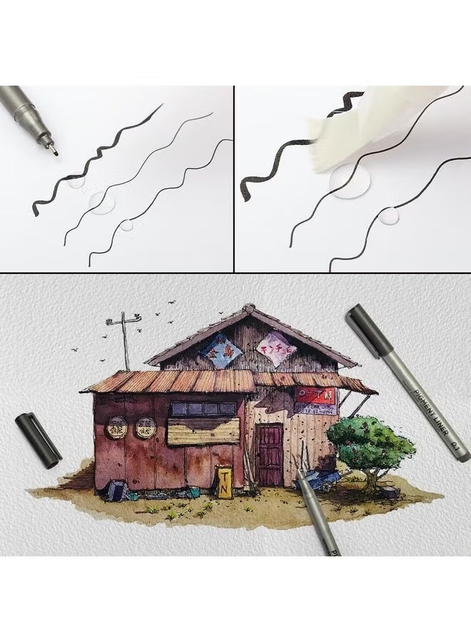 أس تي أيه أقلام تخطيط فاخرة للرسم والتصميم وتصميم القصص المصورة للطلاب، مجموعة من 9 قطع (أسود) - Image 3