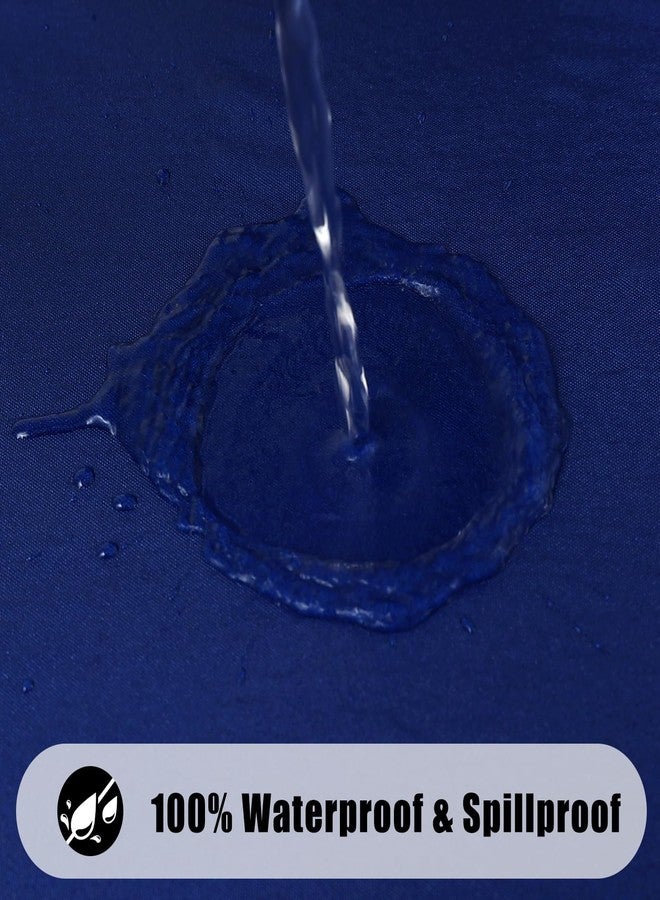 Smiry Round Picnic Tablecloth, Waterproof Elastic Fitted Table Covers for 36" - 44" Tables, Wipeable Flannel Backed Vinyl Tablecloths for Camping, Indoor, Outdoor, Navy - Image 4