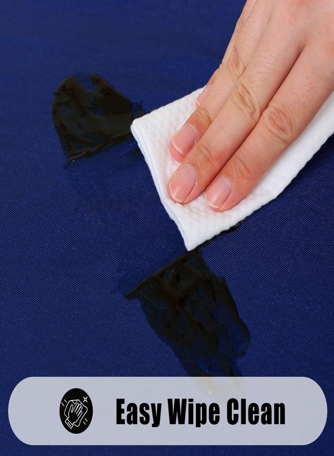 Smiry Round Picnic Tablecloth, Waterproof Elastic Fitted Table Covers for 36" - 44" Tables, Wipeable Flannel Backed Vinyl Tablecloths for Camping, Indoor, Outdoor, Navy - Image 5