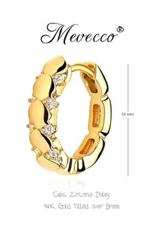 Mevecco Women Huggie Hoop Earrings Gold Ear Stud Cuff 14K Gold Filled Small Boho Beach Simple Delicate Handmade Hypoallergenic Jewelry Gift  - Image 4