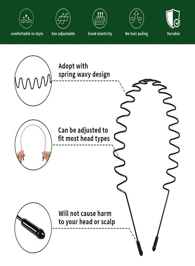 iFlyMars Asltw Metal Headbands for Women Men - Wavy Spring Non-Slip Sports Hair Band, Lightweight Unisex Hair Hoop for Workouts & Active Lifestyle - Image 2