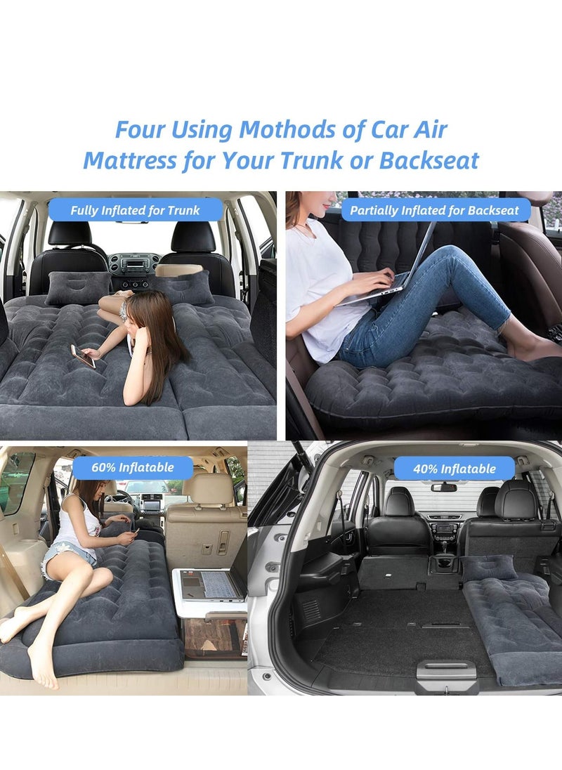 Sharpdo - 7-Pieces Air Mattress Inflatable Bed for Car Travel and Camping Sleep with 2 Pillows 180K Black - Image 1